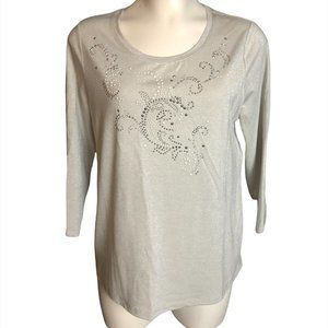 Grey/silver 3/4 sleeve top